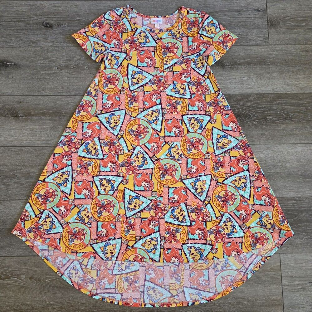 LuLaroe Little Mermaid Dress Women's XXS Carly Disney Ariel Flounder Sebastian